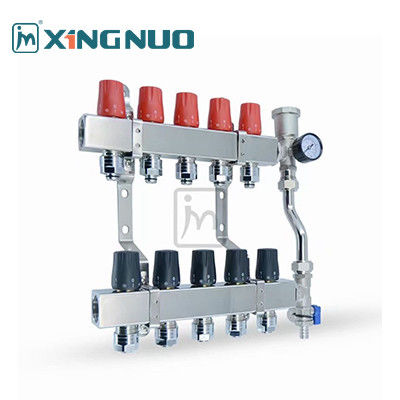 জল বিভাজক স্টেইনলেস স্টীল ম্যানিফোল্ড কাঠের ব্রাস বিতরণ ম্যানিফোল্ড থ্রেডযুক্ত